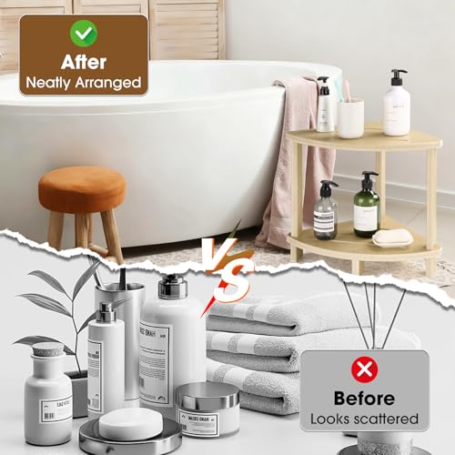 Corner Shower Stool for Inside Shower, 17in Shower Foot Rest for Shaving Legs with Storage Shelf 2-Tier, Waterproof Bath Stool Bench for Small Spaces Bathroom Seat