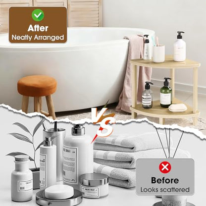 Corner Shower Stool for Inside Shower, 17in Shower Foot Rest for Shaving Legs with Storage Shelf 2-Tier, Waterproof Bath Stool Bench for Small Spaces Bathroom Seat
