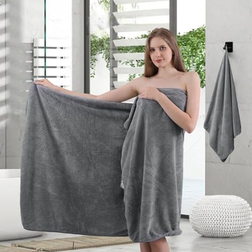 Ycosy Gray Bath Towels Set 35x70 Inches - Luxury 600 GSM Oversized Bath Sheet Towel,Extra Large Microfiber - Quick Dry,Highly Absorbent,Super Soft Shower Towels Spa Hotel Bathroom Towel Set (4-Pack) - color: Dark Gray, size: 4 Piece Bath Towel