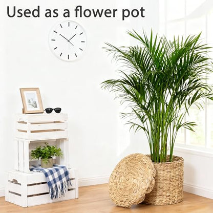Large Round Water hyacinth Wicker Laundry hamper basket with lid | Eco-friendly,Handwoven,Natural Storage for Toys,Blankets,Dirty Clothes - Bedroom & Bathroom - size: Large