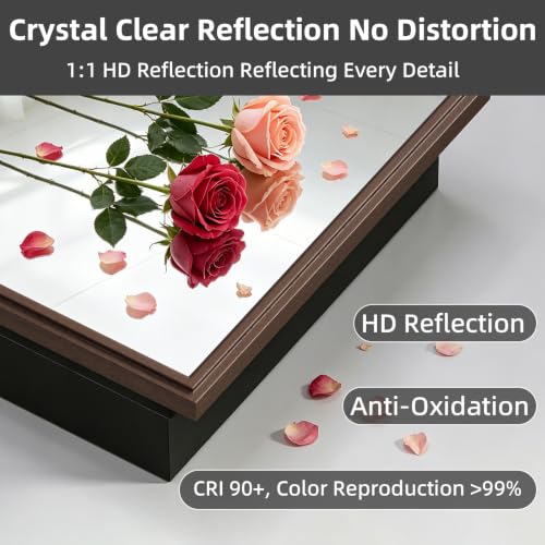 16 x 26 Recessed Medicine Cabinet Mirror with Storage,Brown Aluminum Medicine Cabinet Frame Mirror,Tempered Glass,Mount Recessed Mount Bathroom Vanity Modern Farmhouse