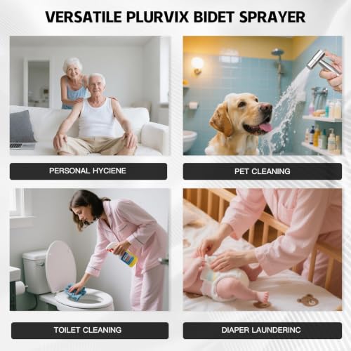Handheld Toilet Bidet Sprayer — Adjustable Water Pressure, with Hose, Feminine & Pet Wash Kit, Bathroom Hygiene Attachment for Cloth Diaper Cleaning (Quick Install, Stainless Steel) 2Pack - color: Stainless Steel, size: 2 Pack