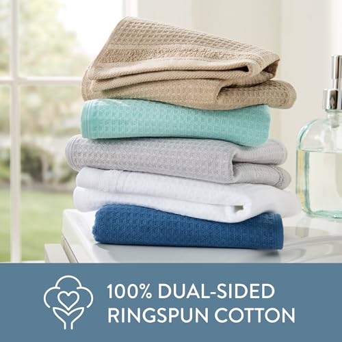 Town & Country Basics Waffle Cotton Washcloth Set, 4-Pack 13x13, Mint Blue - color: Mint Blue