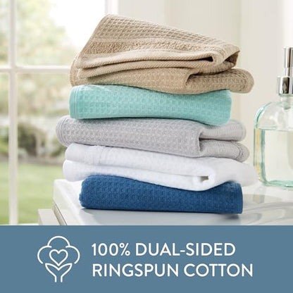 Town & Country Basics Waffle Cotton Washcloth Set, 4-Pack 13x13, Mint Blue - color: Mint Blue