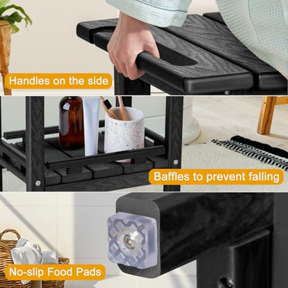 NALONE Shower Bench, HDPE Shower Stool for Shaving Legs with Handle (Black) | Indoor and Outdoor Use, All Weather and Long Last, Perfect for Inside Shower - size: Black
