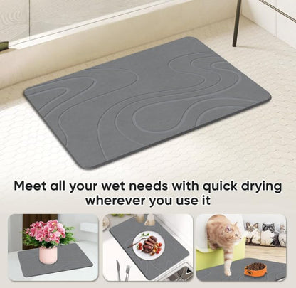 Stone Bath Mat – Diatomaceous Earth Quick Dry Bathroom Mat, Super Absorbent Non-Slip Shower Mat, Easy Clean Modern Bath Rug