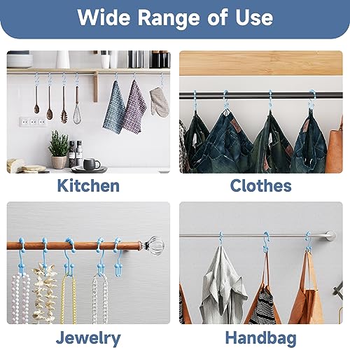 Titanker Shower Curtain Hooks, Rust Resistant Shower Curtain Rings for Bathroom, Metal Double Glide Shower Hooks Hangers for Bathroom Shower Rods Curtains, Set of 12 Hooks - Blue - color: Blue, style: Modern