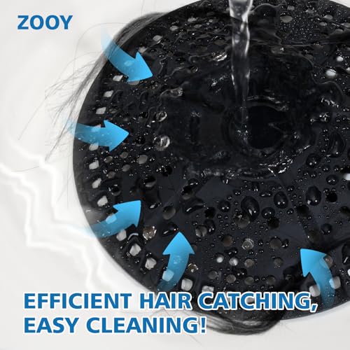 ZOOY Shower Drain Hair Catcher, 2 Pack 5.5 Inch Silicone Large Drain Cover, Bathroom Hair Drain Catcher, Flat Anti-Clog Hair Trap for Shower, Bathtub, Tub & Sink Hair Strainer(Dark Grey) - color: Dark Grey