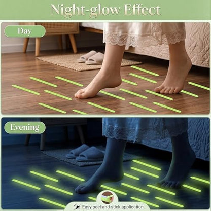24-Piece Luminous Anti-Slip Stickers - Waterproof, Self-Adhesive Safety Decals for Stairs, Floors, Ladders, Boats, Swimming Pools, and Bathrooms - color: Fluorescence