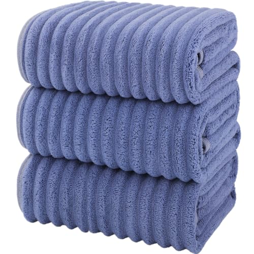 3-Piece Hand Bath Towels 14 X 29.6 Inchs, Quick-Dry Microfiber Washcloths with Hanging Loop, Soft & Absorbent Face Towels for Bathroom Kitchen Gym Travel - color: 3blue