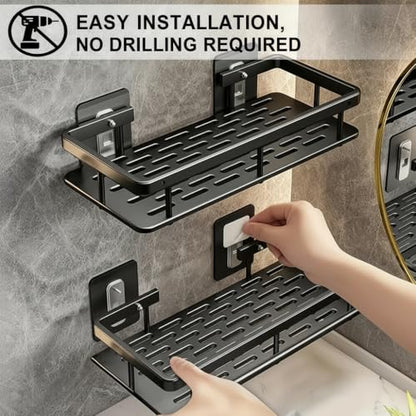 Wall-mounted Shower Rack, Large Capacity, No-drill Installation, Floating Shelf for Bathroom and Kitchen, Space-saving, Easy to Install, Used to Store Toiletries, Cosmetics and Miscellaneous Items