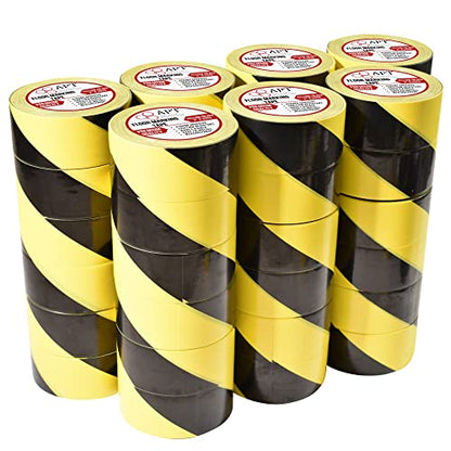 APT Premium Durable Black & Yellow Striped Safety Marking Tape (42 Rolls of 2" x 99Ft) Hazard Caution& Warning, Social Distancing, Warehouse & Gym Floor - color: Yellow / Black, size: 2 Inch, 42 Rolls