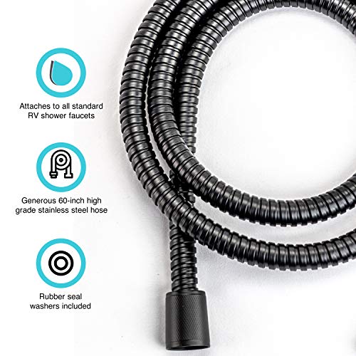 Dura Faucet DF-SA432K-MB RV Handheld Shower Wand Hose Kit (Matte Black) | Eco on/off switch pauses flow to save water in tight showers. Fits standard RV shower hoses. - color: Matte Black, size: Wand & Hose Kit
