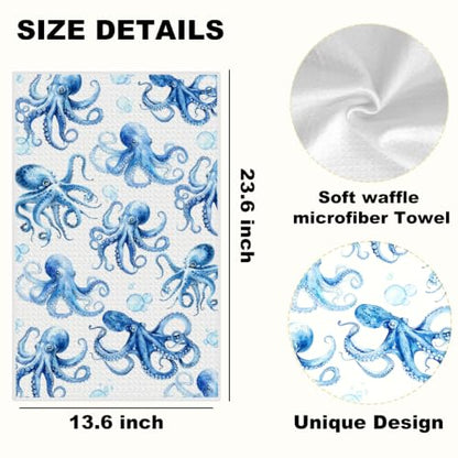 ZHAMEN Ocean Waffle Kitchen Towel Soft Absorbent Hand Tea Towels Set of 2 - color: Multi 1574