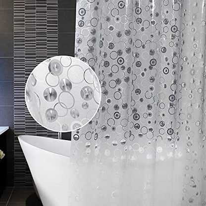 AooHome Plastic Small Shower Curtain Liner - EVA 3D Circle Pattern Design Bathroom Shower Curtain with Hooks, Bottom Magnets, 10G Heavy Duty, Water Repellent, Semi Transparent, 48x72 Inch - size: 48"W x 72"L (Pack of 1)