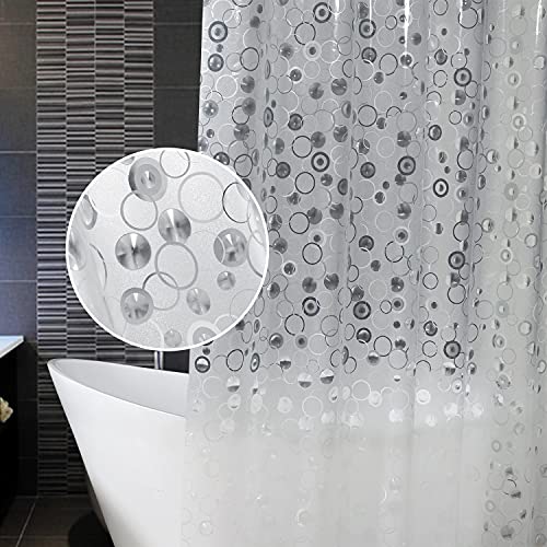 AooHome 72x72 Plastic Shower Curtain Liner - EVA 3D Circle Pattern Design Standard Bathroom Shower Curtain with Hooks, 5 Bottom Magnets, 10G Heavy Duty, Water Repellent, Semi Transparent, 72x72 Inch - size: 72"W x 72"L (Pack of 1)