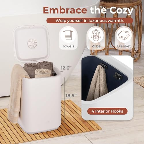 Bucket-23L Capacity Hot Warmer with Timer Function, Fits Up to Two Oversized Towels for Bathroom(White) - color: White