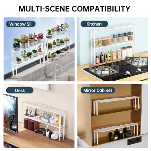 Expandable Mesh Shelf Organizer for Over-Sink Storage, Kitchen Counter, Windowsill Plants, Bathroom Vanity, and Office Desk — A Narrow Tall Solution for Tight Spaces - size: 1 Tier