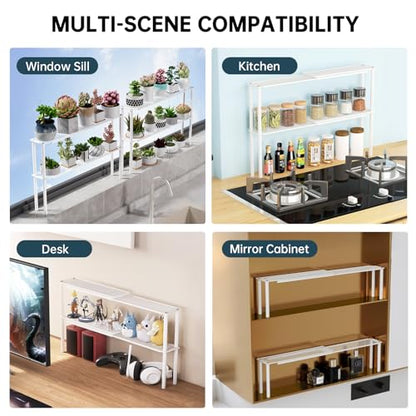 2-Pack Mesh Shelf Organizer, Stackable and Expandable, for Over-Sink Storage, Kitchen Counter, Windowsill Plants, Bathroom, and Office Desk - Narrow Tall Space-Saving Solution - size: 2 Tiers