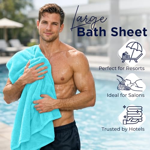 DAN River 2 Pack Bath Sheets Extra Large 35x70, Large Bath Towels for Adults, XL Oversized Heavy Duty Towel Set, 600 GSM 100% Ring Spun Cotton, Soft Quick Dry, Aqua - color: Aqua, size: Bath Sheet 35x70" (PK 2)