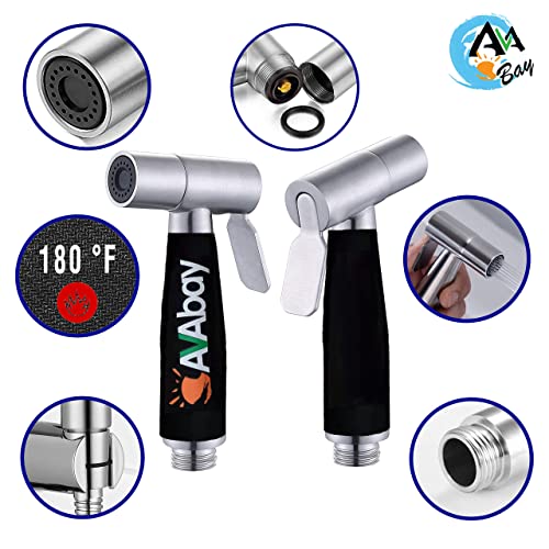 Stainless Steel Sprayer Head w/Thermal Grip-Bidet Spray w/Brushed Chrome Finish - Cloth Diaper Shattaf - Pet Wash - style: w/Thermal Grip