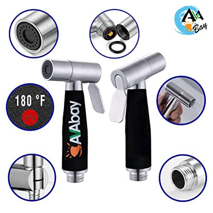 Stainless Steel Sprayer Head w/Thermal Grip-Bidet Spray w/Brushed Chrome Finish - Cloth Diaper Shattaf - Pet Wash - style: w/Thermal Grip