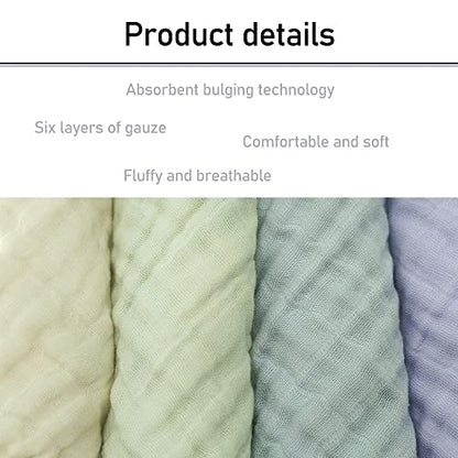 Baby Wash Cloth and Towels 5 Pack - Muslin Washcloths, Super Soft Newborn Bath Face Towels, Cotton Reusable Wipes