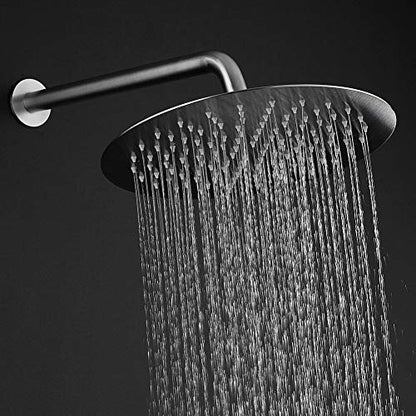 Voolan Shower Arm with Flange and Teflon Tape, Extension Shower Head Arm for Bathroom Fixed Shower Head, Solid Stainless Steel, Wall Mounted (15 Inch,Brushed Nickel) - color: Brushed Nickel, style: 15 Inch