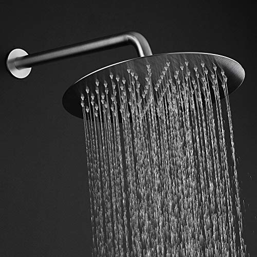 Voolan Shower Arm with Flange and Teflon Tape, Extension Shower Head Arm for Bathroom Fixed Shower Head, Solid Stainless Steel, Wall Mounted (24 Inch, Brushed Nickel) - color: Brushed Nickel, style: 24 Inch