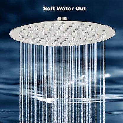 Midanya Round Rain Shower Head,High Pressure,Brushed Nickel 10 Inch | 360°Swivel,Ceiling or Wall Mount,Waterfall Full Body Coverage,Bathroom Remodel,Stainless Steel Large Rainfall Shower Head - color: Nickel, size: 10 Inch