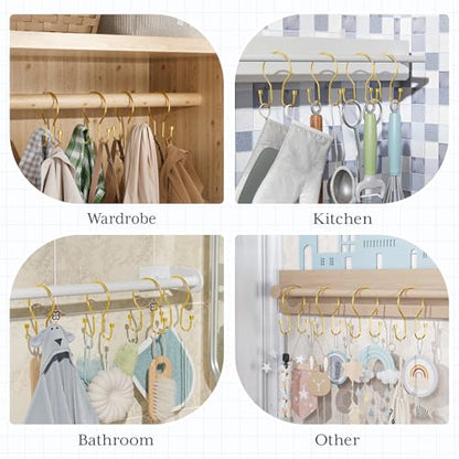 Bathway Shower Curtain Hooks Dark Gold Shower Curtain Rings with Cylindrical Design, 12Pcs Metal Shower Curtain Hooks Rust Proof, Smooth Glide Double Shower Hooks Rings for Shower Curtain - color: Dark Gold, style: Minimalist Shower Hooks with Cylinders
