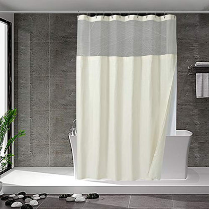 N&Y HOME Waffle Weave Shower Curtain with Snap-in Liner Set Cream, 71x72 | 12 Metal Hooks Included, Snap on/off Fabric Liner, Mesh Window, Washable, Hotel Style Cream Shower Curtain Set for Bathroom - color: Cream, size: 71"W x 72"L (Pack of 1)