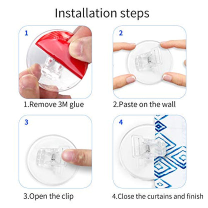 4 Pack Shower Curtain Clips, Shower Windproof Splash Guard - Self Adhesive Shower Curtain Weight Clip (Clear) - color: Clear