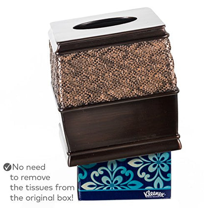 Dublin Brown Square Resin Tissue Box Cover - style: Square Tissue Box