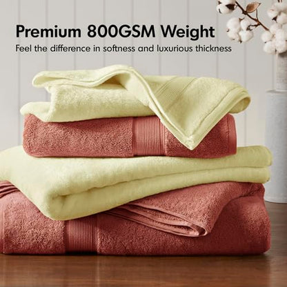 Madison Park 800GSM 100% Cotton Bathroom Bath Towel Set of 8, Yellow | Long Staple, Highly Absorbent, Durable Hotel Spa Quality, Quick Dry, Double Stitched Hems, Lint Reducing, OEKO-TEX Certified - color: Yellow, size: Multi-Sizes