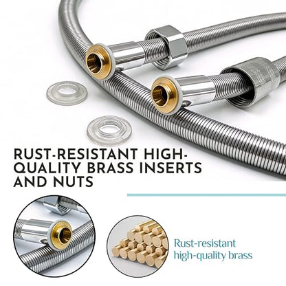 Shower Hose, 59Inch /150cm Shower Head Hose Replacement Showerhose Extra Long Stainless Steel Flexible and Durable High-Pressure Bathroom Accessory, 1 PCS