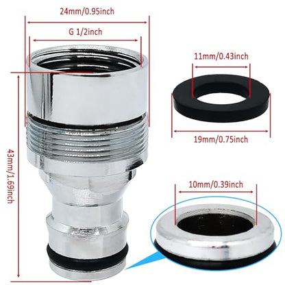 1pcs Brass Faucet Tap Quick Connector Adapter Kit,G 1/2inch Female Coarse Thread Connector,Universal Faucet Adapter for Washing Machine And Pressure Washer(Silver) - size: G 1/2inch Female Thread