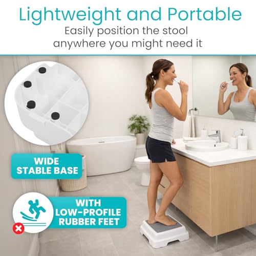Vive Bath Shower Step Stool (4.5") - Slip Resistant, Stackable | Indoor/Outdoor - Safety Stepping Stool Bathroom Aid for Adults, Handicap, Elderly, Seniors, Bathtub, High Beds, Kitchens