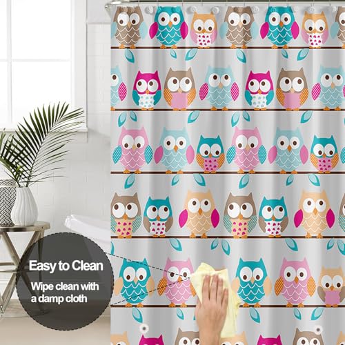 Plastic Shower Liner - Premium PEVA 4G Shower Curtain Liner with Rustproof Grommets and 3 Weighted Magnets, Waterproof Shower Curtain for Bathroom… (Owl, 72”*72”) - color: Owl, size: 72”*72”