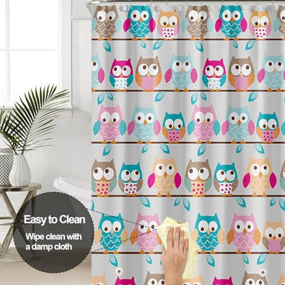 Plastic Shower Liner - Premium PEVA 4G Shower Curtain Liner with Rustproof Grommets and 3 Weighted Magnets, Waterproof Shower Curtain for Bathroom… (Owl, 72”*72”) - color: Owl, size: 72”*72”
