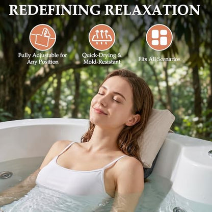 1-Pack Soft Pillow for hot tub, Clawfoot Tub & Chaise Lounge, Must Have Neck Pillow Bath Waterproof Essential Accessories for Big Soaking Tub, Patio recliner, Pool Lounger Chair, Fathers Day Dad Gifts - size: 1-Pack