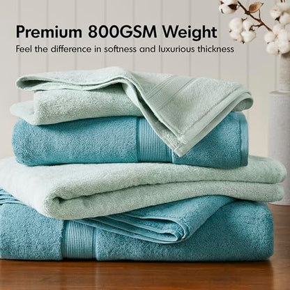 Madison Park 800GSM 100% Cotton Bathroom Bath Towel Set of 8, Seafoam | Long Staple, Highly Absorbent, Durable Hotel Spa Quality, Quick Dry, Double Stitched Hems, Lint Reducing, OEKO-TEX Certified - color: Seafoam, size: Multi-Sizes