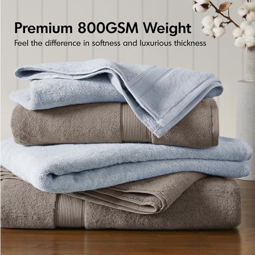 Madison Park 800GSM 100% Cotton Bathroom Bath Towel Set of 8, Mocha | Long Staple, Highly Absorbent, Durable Hotel Spa Quality, Quick Dry, Double Stitched Hems, Lint Reducing, OEKO-TEX Certified - color: Mocha, size: Multi-Sizes