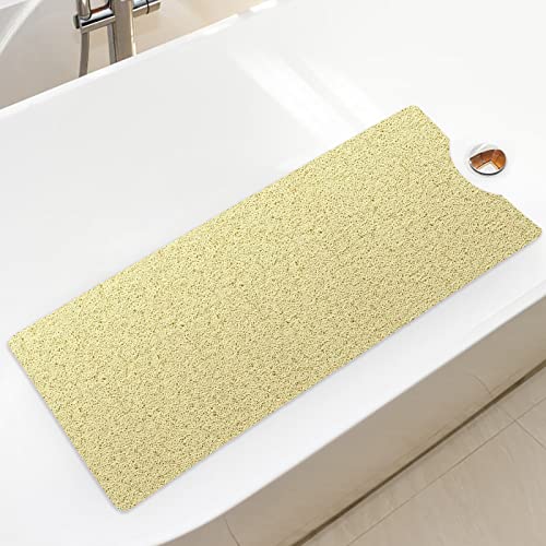 Bathtub Mat Non Slip Shower Mat Soft PVC Loofah Bath Tub Mats with Drain for Bathroom Tub 40 x 16 Inch (Beige Yellow) - color: Beige Yellow