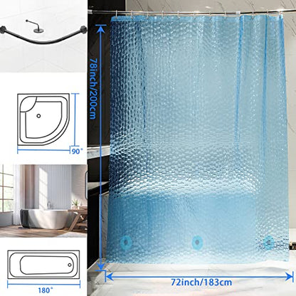 Bostofy Waterproof Shower Curtain Liner EVA Thick Shower Curtain with Heavy Duty 3 Bottom Magnets, Shower Liner for Shower Stall, Bathtubs, 3D Pebble Pattern, 72 x 78,12 Hooks - color: Blue Cube, size: 72"W x 78"L (Pack of 1)