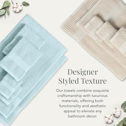 NY Loft 100% Cotton 4-Pack Bath Towel Set | Seafoam | Oeko-TEX | Quick-Dry | Four 30" x 52" Bath Towels | Super Absorbent | Designer-Styled Texture - color: Seafoam, size: Bath Towel (4 Pack)