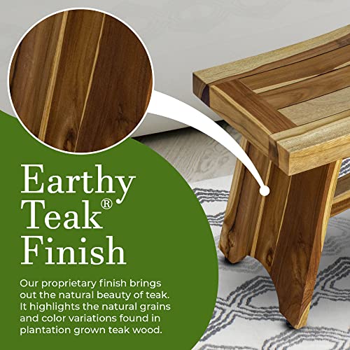EcoDecors Serenity 24-Inch Teak Shower Stool, Non-Slip, 250 lb | Comfortable teak shower seat fits standard and walk-in showers while saving space in compact bathroom layouts - size: 24" bar