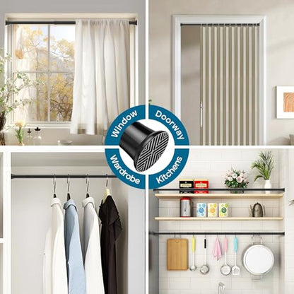 AIZESI 2Pcs Black Adjustable Tension Curtain Rod, 31-63 Inch Spring No Drill Stainless Steel Shower Rods for Bathroom，Closet ，Window–Rust Resistant，Non-Slip - color: Black, size: 31“-63“-2P
