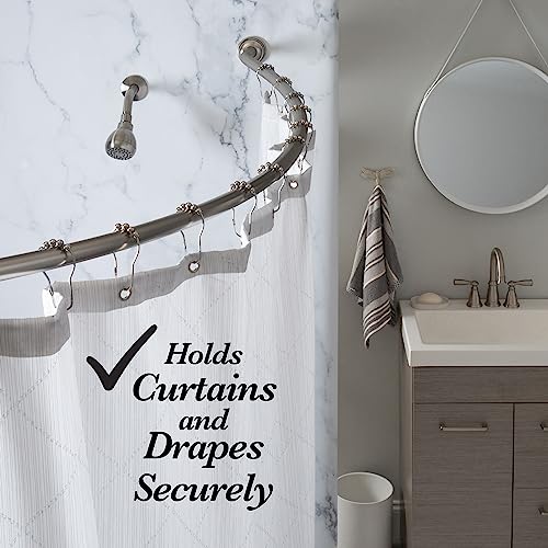 Bath Bliss Curved Shower Rod | Adjustable 42"-72" Inch | Bathroom Shower Curtain and Liner Rod | 33% More Space | Wall Mounted | Easy Installation | Iron | Satin - color: Satin