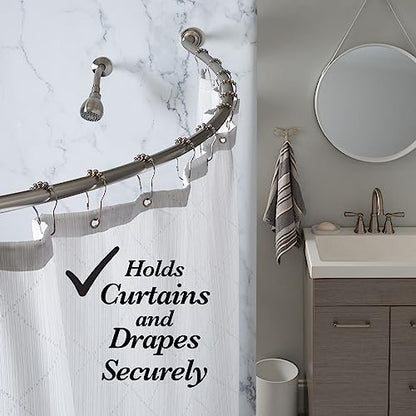 Bath Bliss Curved Shower Rod | Adjustable 42"-72" Inch | Bathroom Shower Curtain and Liner Rod | 33% More Space | Wall Mounted | Easy Installation | Iron | Satin - color: Satin